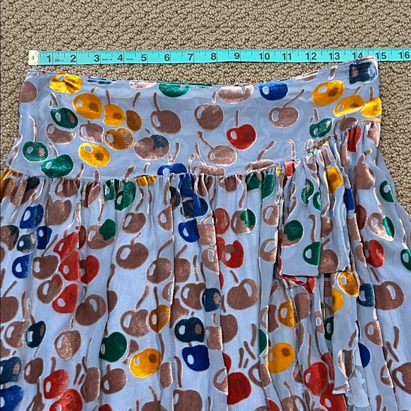 Vintage Free People Silk Velvet Cherry Print Mini Skirt size 4 Boho Flowy - Picture 14 of 15